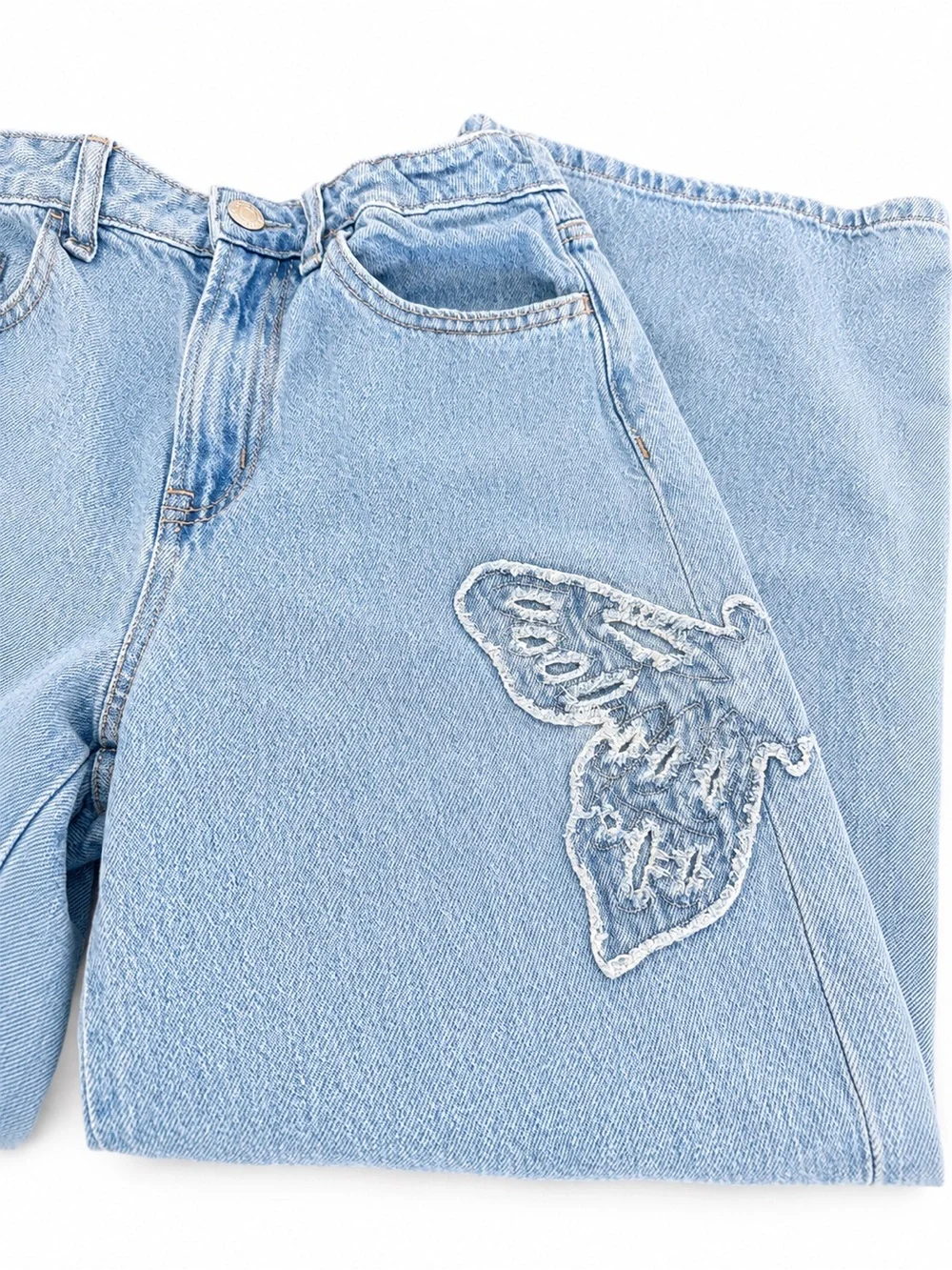 GAP Kids Girls Wide Leg Jeans Butterfly Embroidery Patch Y2K Adjustable Waist 16